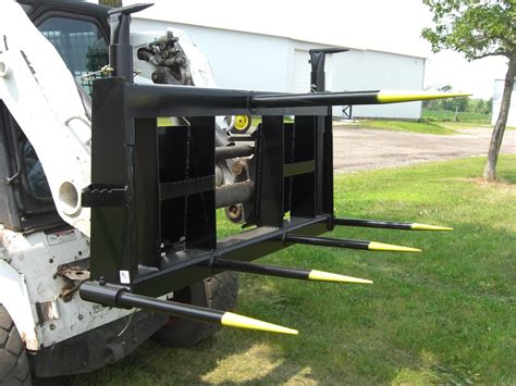 bale spear skid steer|skid steer bale fork attachments.